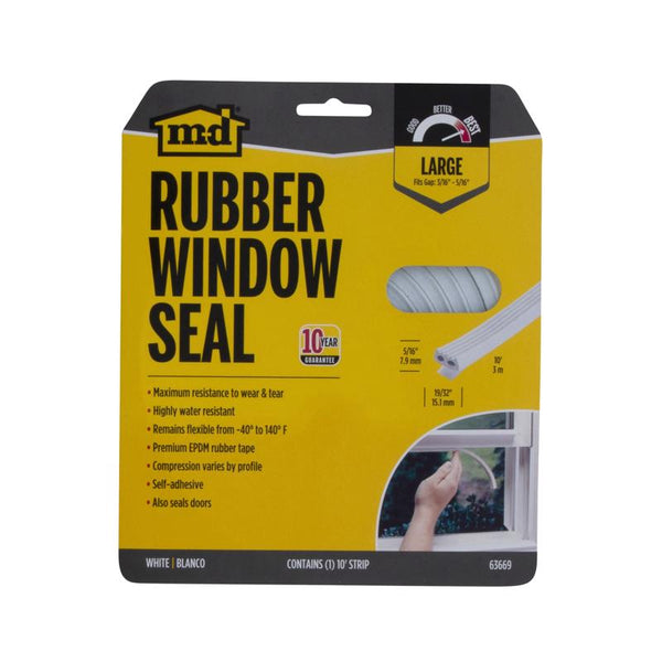 M-D Building Products 63669 M-D All-Climate Weather-Strip, 19/32 in W X 10 Ft L X 5/16 in T, White