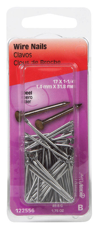 Hillman 1-1/4 in. Wire Bright Steel Nail Flat
