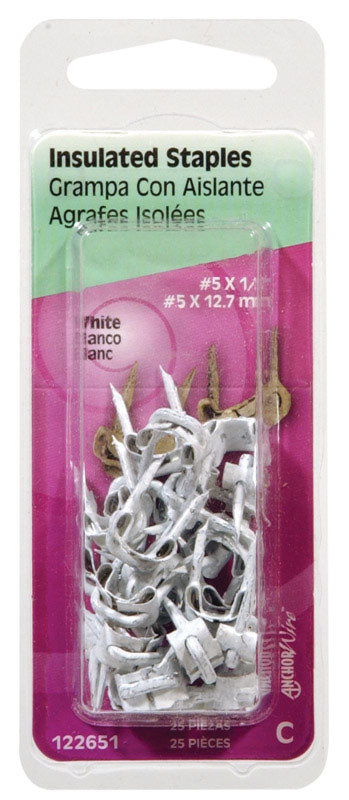 Hillman Fasteners 122651 Insulated Staples, White, 25-Pack