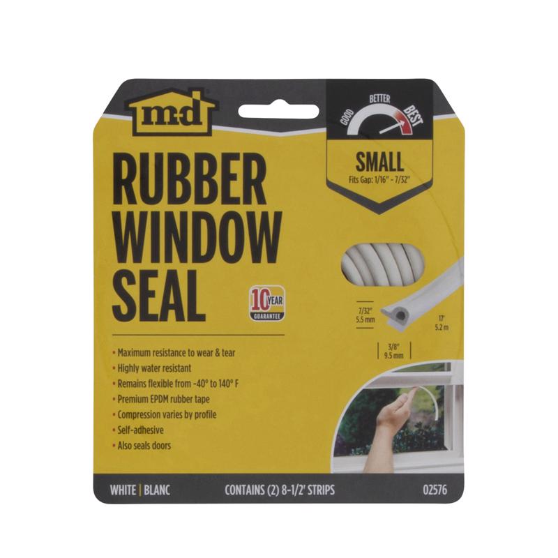 M-D Building Products 2576 M-D 0 All Climate P-Profile Subzero Weather-Strip, 17 Ft L X 3/8 in W 7/32 in T, Epdm Rubber, White