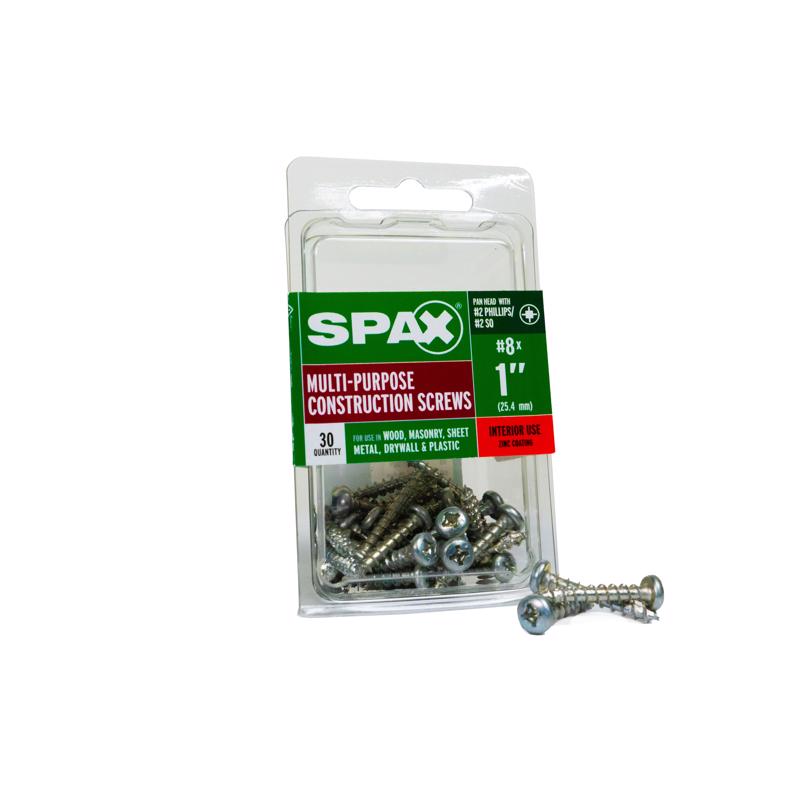 Altenloh, Brinck & Company SPAX No. 8 x 1 in. L Phillips/Square Pan Head Zinc-Plated Steel Multi-Purpose Screws 30 pk