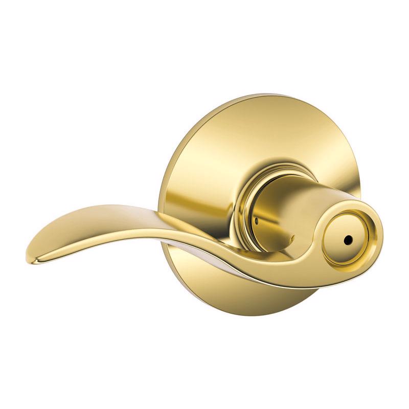 Schlage F40 V ACC 605 Accent Door Lever, Bed & Bath Privacy Lock, Bright Brass