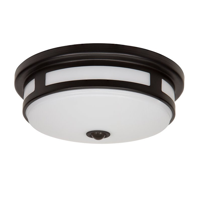 ETI SOLID STATE LIGHTING INC. 11 in Round Black Outdoor Motion Sensor LED Ceiling Light 11W 830 Lumens, 5 CCT, Wet Rated Security Lighting for Porch, Patio, and Entrance 1 Pack