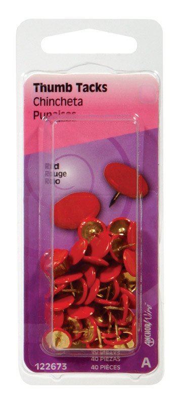 Hillman Thumb Tacks 3/8" 5/16" Steel Red Polybox