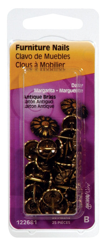 Hillman Fasteners Oxford Upholstery Nail, Daisy Head, 25-Pk. 122681