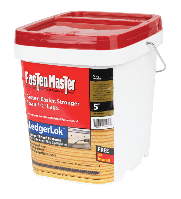 FastenMaster LedgerLOK No. 0 x 5 in. L Hex Washer Head Gray Steel Deck Ledger Screws 250 per Box