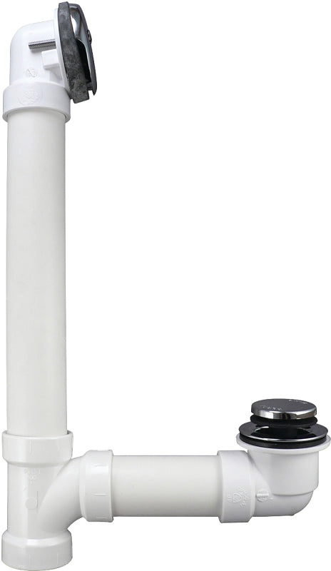 Plumb Pak Keeney 630PVC 1-1/2-Inch Foot Lok Stop Bathtub Drain Kit, Fits All Standard Size Tubs, Polished Chrome