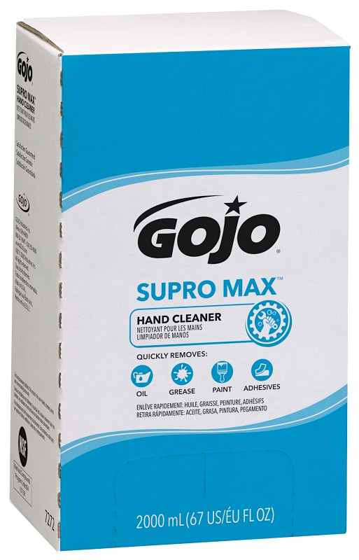 GOJO Industries 7272-04 2000 mL Refill SUPRO MAX Lotion Hand Cleaner, English, 15.34 fl. oz, Plastic, 8.8" x 3.6" x 5.1"