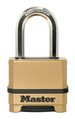 Master Lock Combination Lock, Heavy Duty Weatherproof Padlock, Resettable For Outdoor Use, M175XDLF, Brass Finish M175XDLFCCSEN