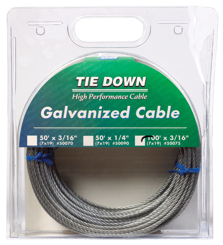 Tie Down Engineering Galvanized Galvanized Steel 3/16 in. Dia. x 100 ft. L Aircraft Cable