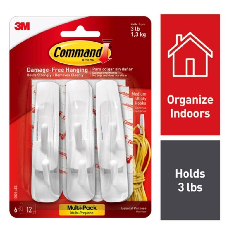 Command 17001-VP-6PK Strip Adhesive, 12 Hooks, White 17001-6ES (2-Pack)