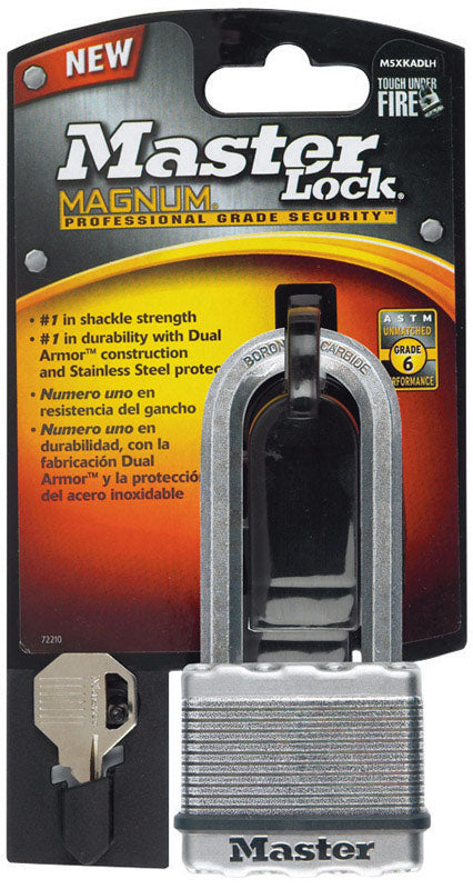 Master Lock M5XDLH Magnum Heavy Duty Padlock with Key, 1 Pack, Silver