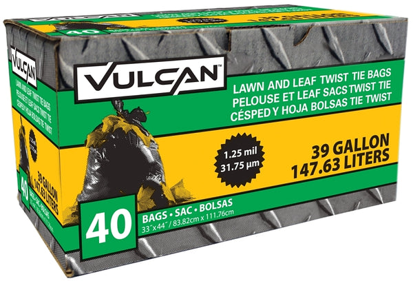 Petoskey Plastics FG-03812-05 Heavy Duty Lawn and Leaf Bag with Ties 39 gal 33 in W x 48 in D x 1.25 mil T Black