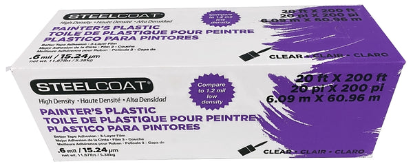 Petoskey Plastics STEELCOAT FG-P9934-19A High Density Painter's Plastic, 20' x 200' FG-P9934-19B