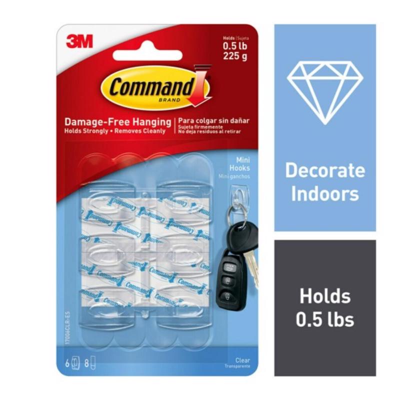 Command Strips 17006CLR Clear Mini Command Hooks 6 Count
