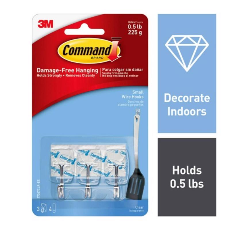 Command Strips 17067CLR Small Clear Wire Hooks 3 Count