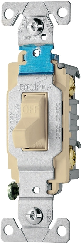 EATON Wiring CS115V-SP-L 15-Amp, 120/277-Volt/AC Commercial Specification Grade Single Pole AC Compact Toggle Switch, Ivory