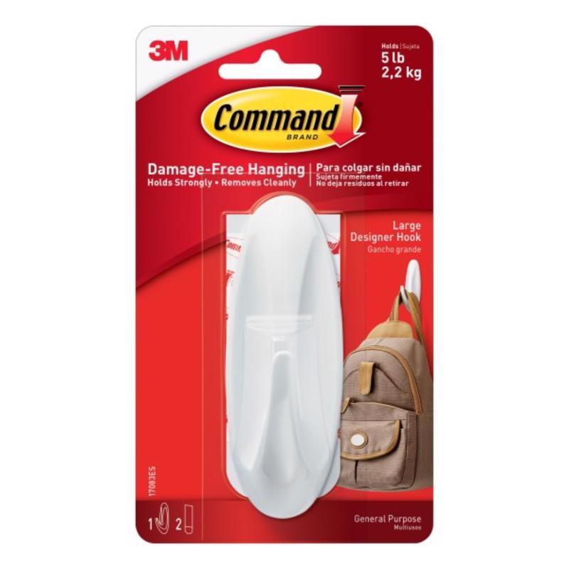 Command 17083 Designer Large Plastic Hook, 1 Hook 2 Strips 17083ES