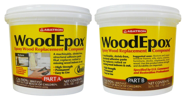 Abatron WoodEpox Kit - 2 Quart - 2-Part Structural Epoxy Adhesive Filler - Wood Filler Putty WE2QKR