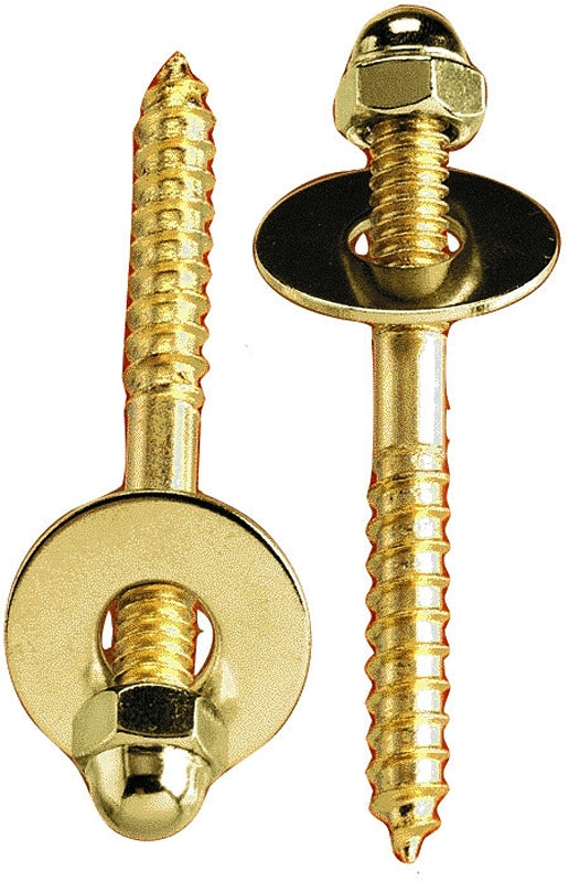 Plumb Pak PP835-151 Toilet Screw Set, 1/4-20 X 2-1/2 in, Solid, 1/4-20" x 2-1/2", Brass