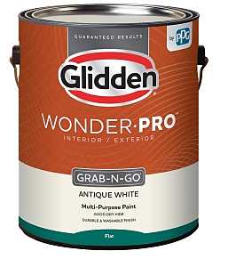 Glidden Total Exterior Paint & Primer All-in-One, Antique White/White, Flat, 1 Gallon