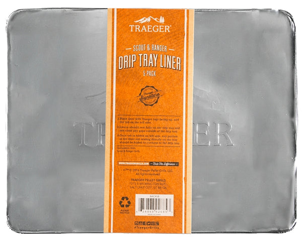 Traeger Grills BAC458 Ranger/Scout Drip Tray Liner Grill Accessory, 5 Count