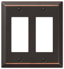 Amerelle Century Double Rocker Steel Wallplate in Aged Bronze 163RRDB