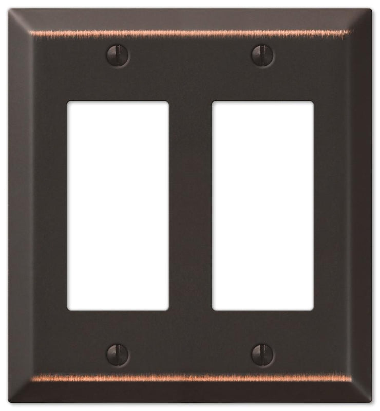 Amerelle Century Double Rocker Steel Wallplate in Aged Bronze