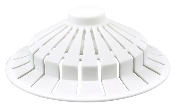 DANCO Universal Bathroom Bathtub Suction Cup Hair Catcher Strainer and Snare | Fits Lift & Turn, Push Button & Trip Lever Bathtub Drains | White (10771)