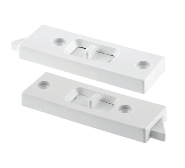 Prime-Line F 2598 Tilt Latch Pair, White Plastic Construction, Spring Loaded, 2 in. Hole Center Spacing