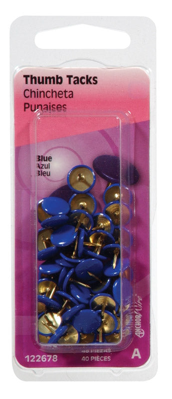 The Hillman Group 122678 40PC Blue Thumb TACK
