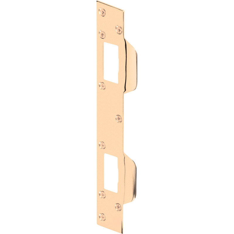 Defender Security U 9480 Door Strike, Accommodates 5-1/2 in. to 6 in. Hole Centers, Steel, Brass Plated