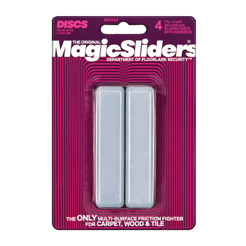 Magic Slider Rectangular Self-Stick Furniture Sliders 15/16" x 4", Heavy Duty Surface Protectors for Floors, Wood, Tile, Carpet & Vinyl Easy Glide Adhesive Pads for Furniture Legs Pack of 4