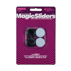 Magic Slider 4-Piece|Size- 7/8"-1"| Round Furniture Sliders | Self-Adhesive Floor Protectors for Wood, Tile, Carpet & Vinyl | White/Black | Pack of 1 04225