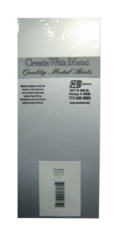 K&S Precision Metals Tin Coated Steel Sheet 275-0.013" Thick x 4" Wide x 10" Long - Easy to Solder, DIY & Professional, Made in USA, 6 Sheets (6-Pack)