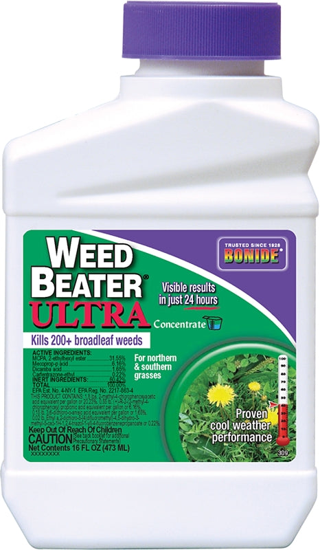 Bonide Weed Beater Ultra, 16 oz Concentrate, Fast-Acting Protection Against Broadleaf Weeds in Warm & Cool Weather 309