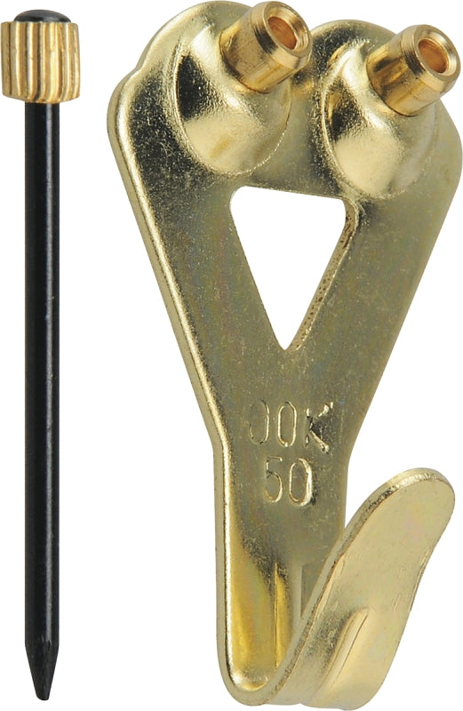OOK 533010 Professional Picture Hangers, Art Hangers, Brass Finish, Reusable Picture Hooks, 50lb (2 set) 50005