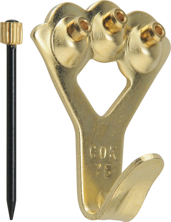 Hillman OOK Brass-Plated Blue Steel Picture Hanger 75 lb. 1 pk - Case of: 12; Each Pack Qty: 112 533012