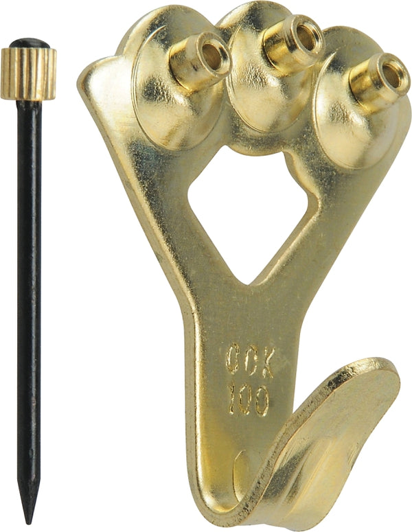 OOK 533014 Professional Picture Hangers, Art Hangers, Brass Finish, Reusable Picture Hooks, 100lb (1 set)