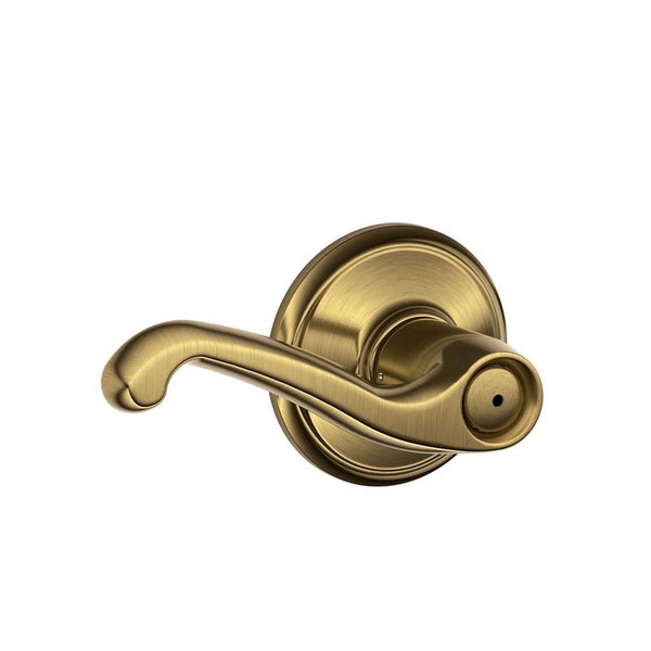 Schlage F40 V FLA 609 Flair Door Lever, Bed & Bath Privacy Lock, Antique Brass