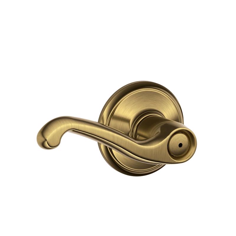 Schlage F40 V FLA 609 Flair Door Lever, Bed & Bath Privacy Lock, Antique Brass