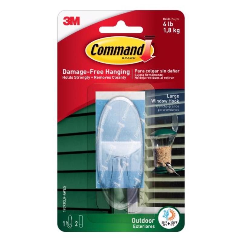 Command Large Wall Hooks, Clear, Damage Free Decorating, 1 Hook and 2 Command Strips 17093CLR-AWES