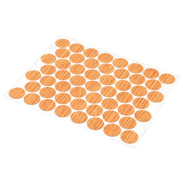 Prime-Line KD 16084 Oak Screw Hole Covers, Self-Adhesive, Smooth, Plastic (53 Per Sheet)