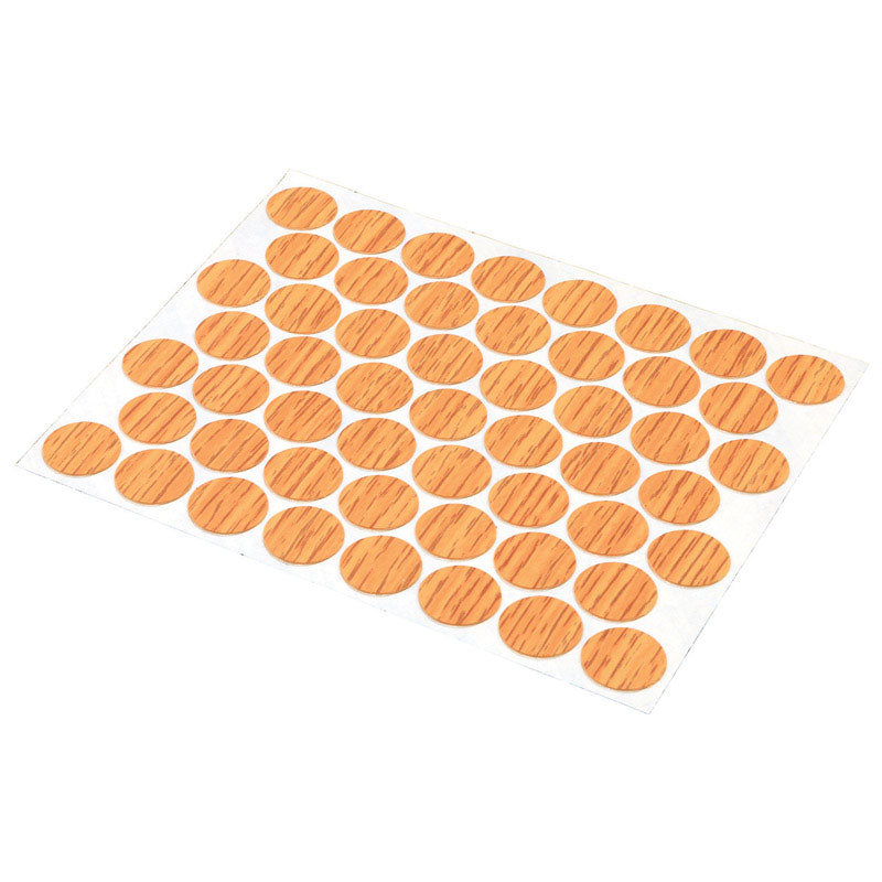 Prime-Line KD 16084 Oak Screw Hole Covers, Self-Adhesive, Smooth, Plastic (53 Per Sheet)