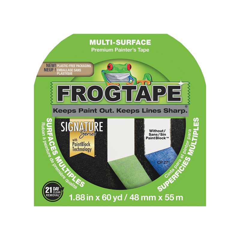 FROGTAPE 1358464 Multi-Surface Painter's Tape with PAINTBLOCK, Medium Adhesion, 1.88" Wide x 60 Yards Long, Green