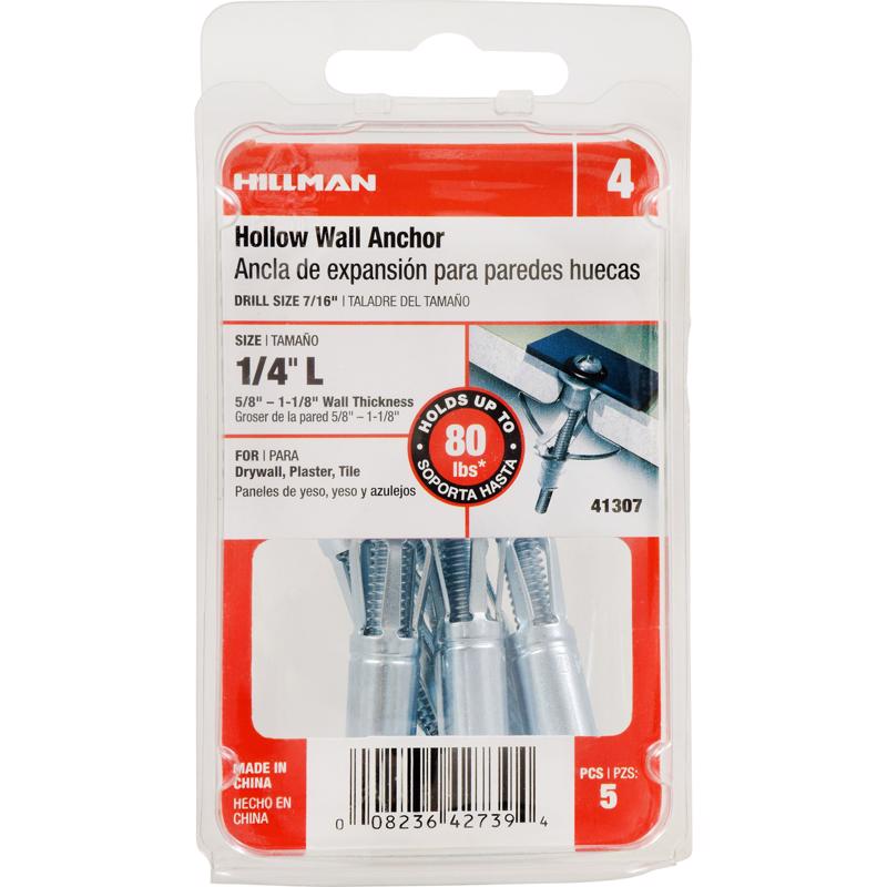 Hillman 1/4 in. Dia. x 1-1/4 in. L Metal Pan Head Hollow Wall Anchors 5 pk
