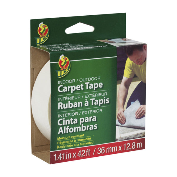 Duck 286373 Indoor/Outdoor Carpet Tape, 1.41-Inch x 42 Feet, White