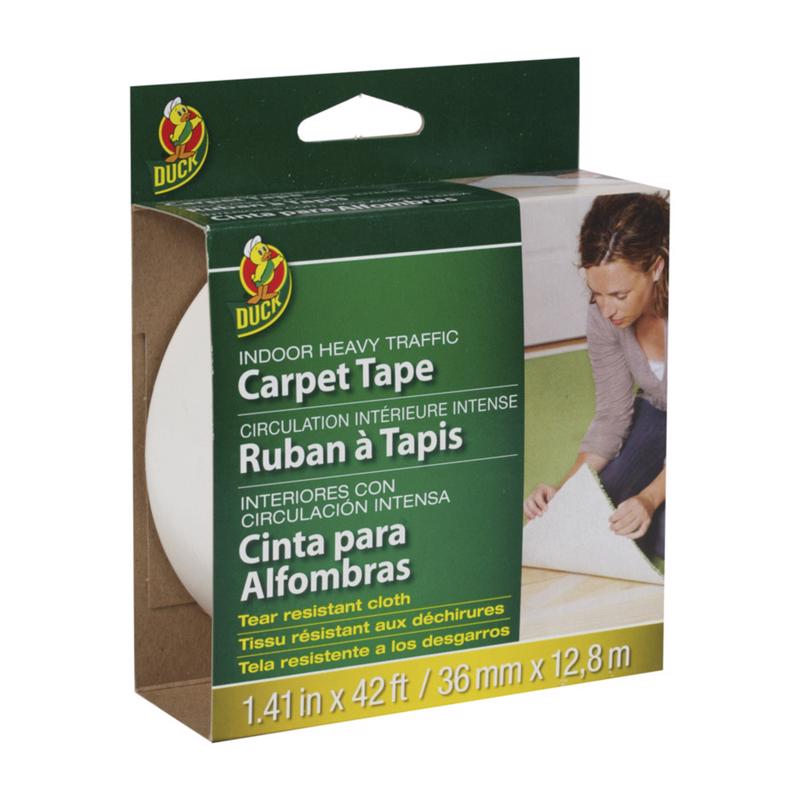 Duck Brand Indoor Heavy Traffic Carpet Tape,1.41-Inch x 42 Feet, Single Roll, White (286375)