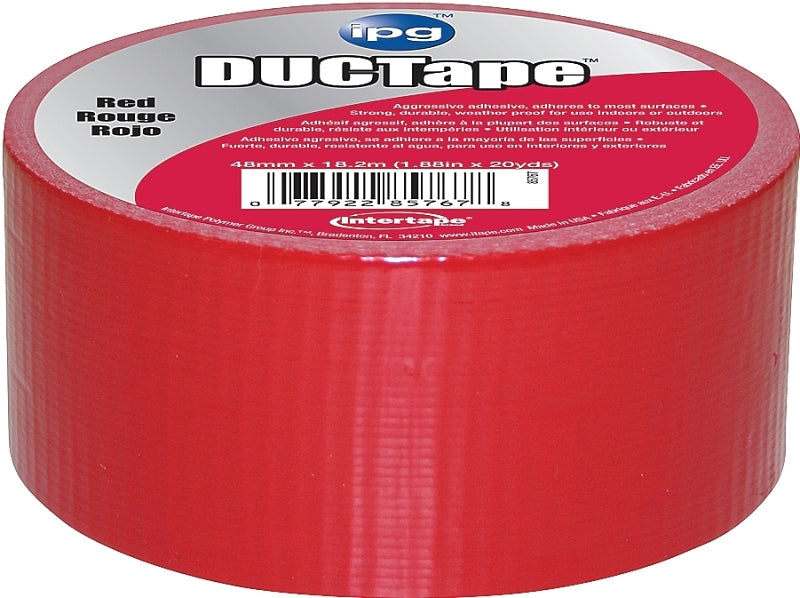 IPG JobSite DUCTape, Colored Duct Tape, 1.88" x 20 yd, Red (Single Roll)
