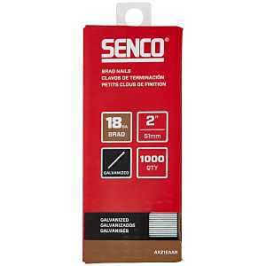 SENCO AX21EAAR 2" 18 Gauge Brad Nails, Galvanized Finish, Collated 1,000 Count Pack